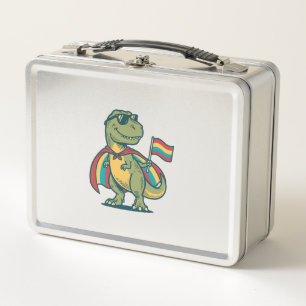 Cute Pride Dinosaur Vector Shirt Design_1 Metal Lunch Box