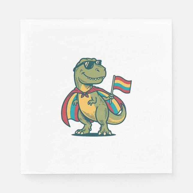 Cute Pride Dinosaur Vector Shirt Design_1 Napkin (Front)