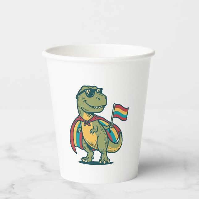 Cute Pride Dinosaur Vector Shirt Design_1 Paper Cups (Front)
