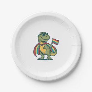 Cute Pride Dinosaur Vector Shirt Design_1 Paper Plate
