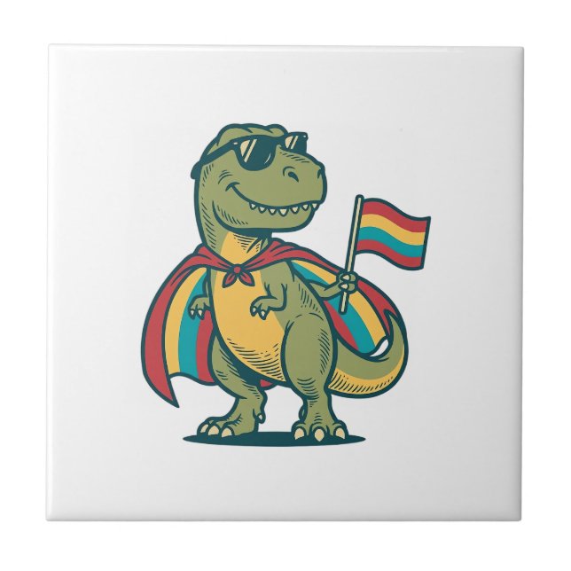 Cute Pride Dinosaur Vector Shirt Design_1 Tile (Front)