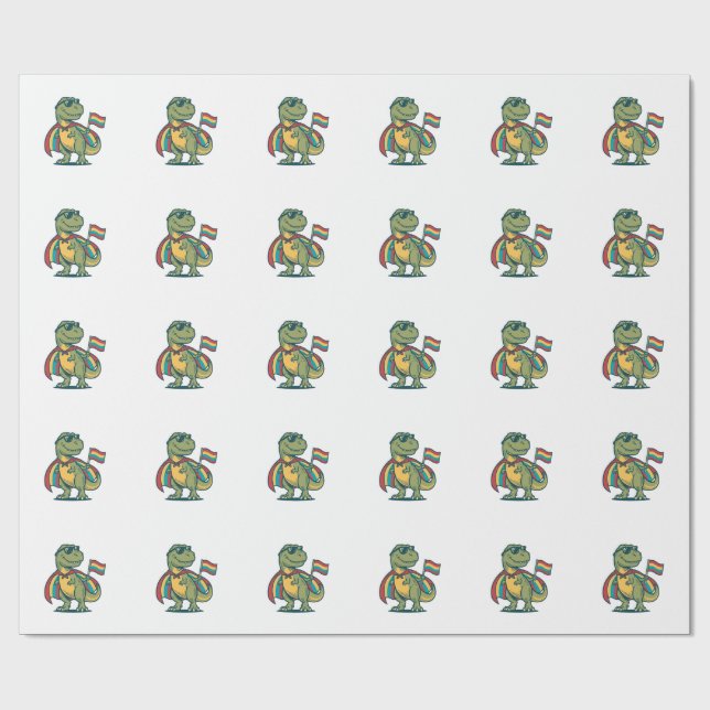 Cute Pride Dinosaur Vector Shirt Design_1 Wrapping Paper (Flat)