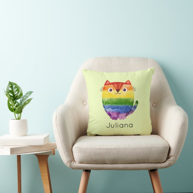 Cute Pride Kitty Watercolor  Cushion (Chair)