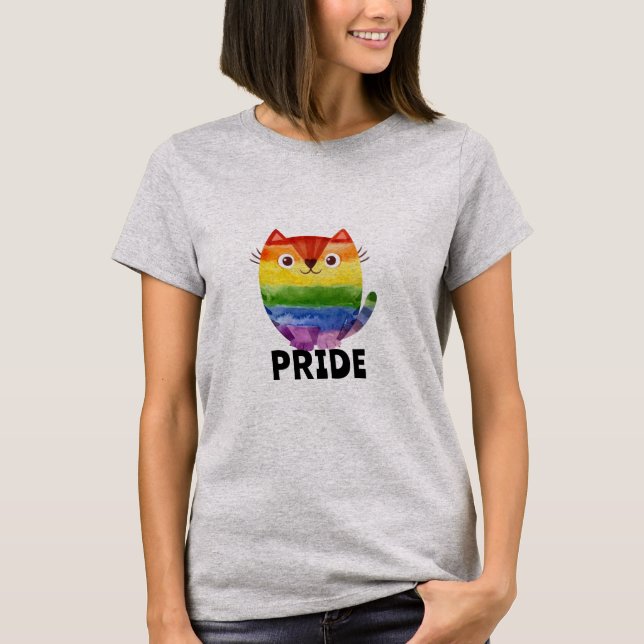 Cute Pride Kitty Watercolor   T-Shirt (Front)