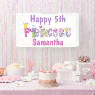 Cute Princess Alphabet Personalised Birthday Banner