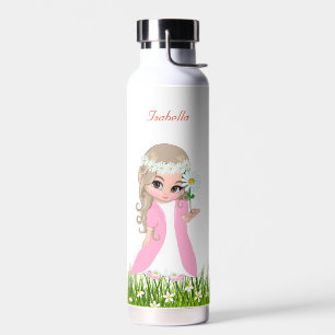 Cute Princess and Flowers Water Bottle