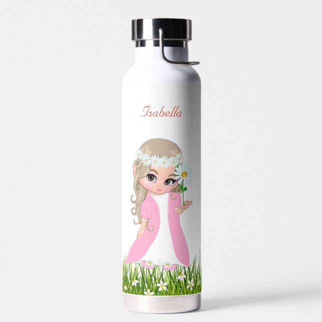 Cute Princess and Flowers Water Bottle (Left)