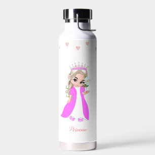 Cute Princess and Stars on White Water Bottle