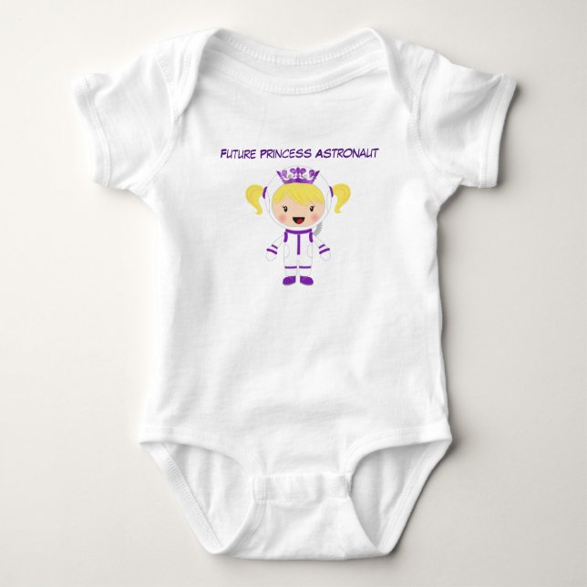 Cute Princess Astronaut Baby Girl Bodysuit (Front)