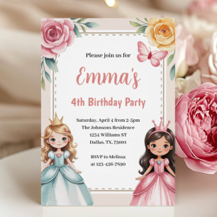 Cute Princess Birthday Party Invitation