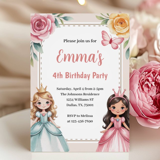 Cute Princess Birthday Party Invitation (Creator Uploaded)