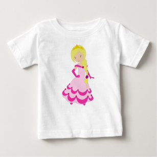 Cute Princess, Blonde Hair, Crown, Pink Dress Baby T-Shirt