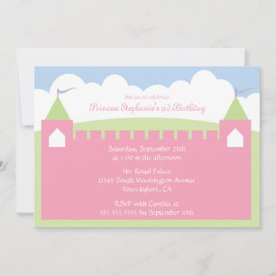Cute princess castle birthday party invitation