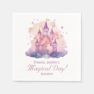Cute Princess Castle Girl Birthday Party Napkin