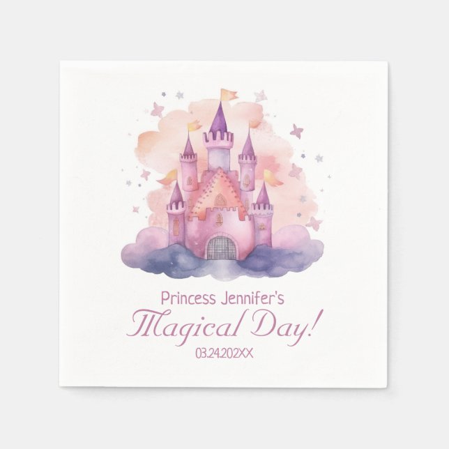 Cute Princess Castle Girl Birthday Party  Napkin (Front)