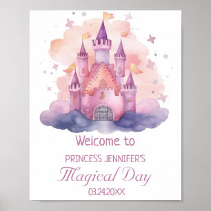 Cute Princess Castle Girl Birthday Party Poster