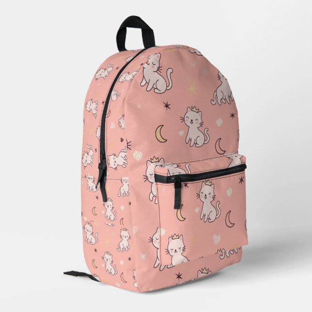 Cute Princess Cat  Printed Backpack (Back Corner Left)