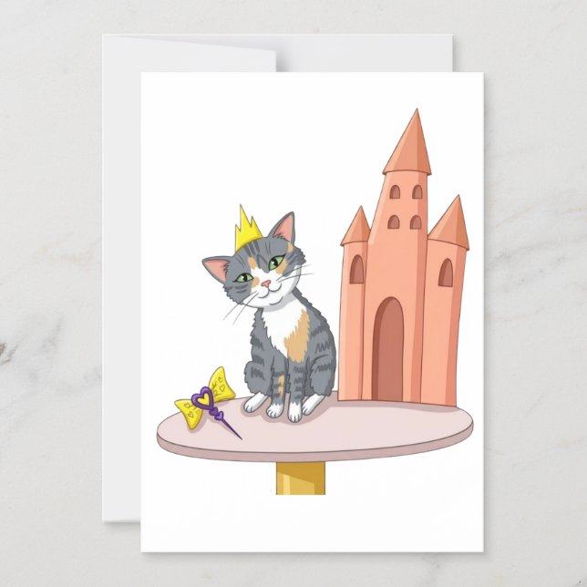 Cute Princess Cat with Castle Magnetic Card (Front)
