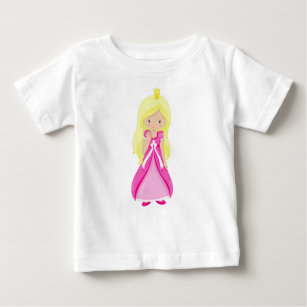 Cute Princess, Crown, Blonde Hair, Pink Dress Baby T-Shirt