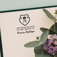 Cute Princess Crown Emblem Monogram Book Plate