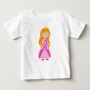 Cute Princess, Crown, Orange Hair, Pink Dress Baby T-Shirt