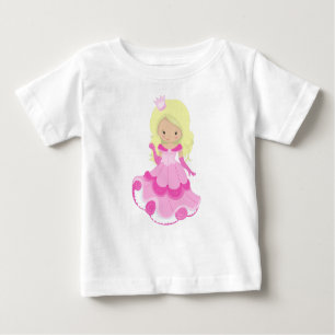 Cute Princess, Crown, Pink Dress, Blonde Hair Baby T-Shirt