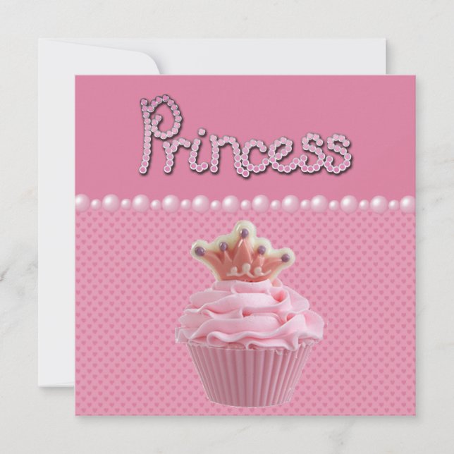 Cute Princess Cupcake Baby Shower Invitation (Front)