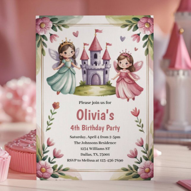 Cute Princess Fairy Birthday Party Invitation (Creator Uploaded)