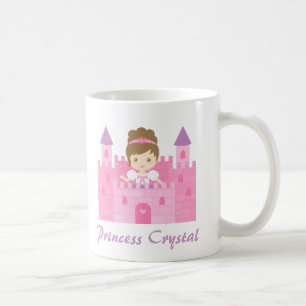 Cute Princess Girl in Pink Castle Coffee Mug
