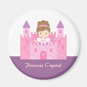 Cute Princess Girl in Pink Castle Fairytale Magnet