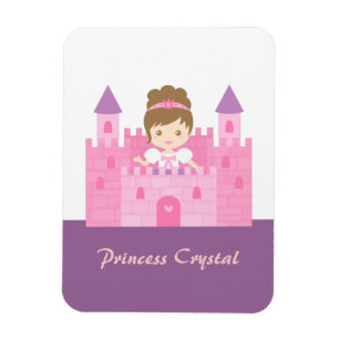 Cute Princess Girl in Pink Castle Fairytale Magnet