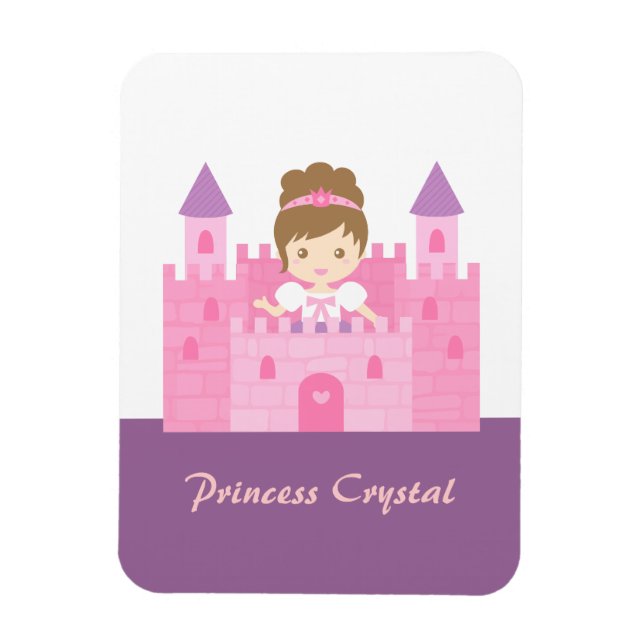 Cute Princess Girl in Pink Castle Fairytale Magnet (Vertical)