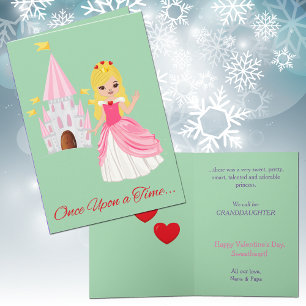 Cute Princess Granddaughter Valentine Blonde Holiday Card