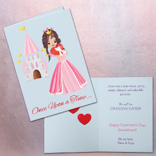 Cute Princess Granddaughter Valentine Holiday Card