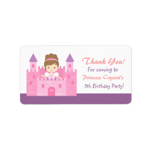 Cute Princess in Castle Girl Birthday Party Label