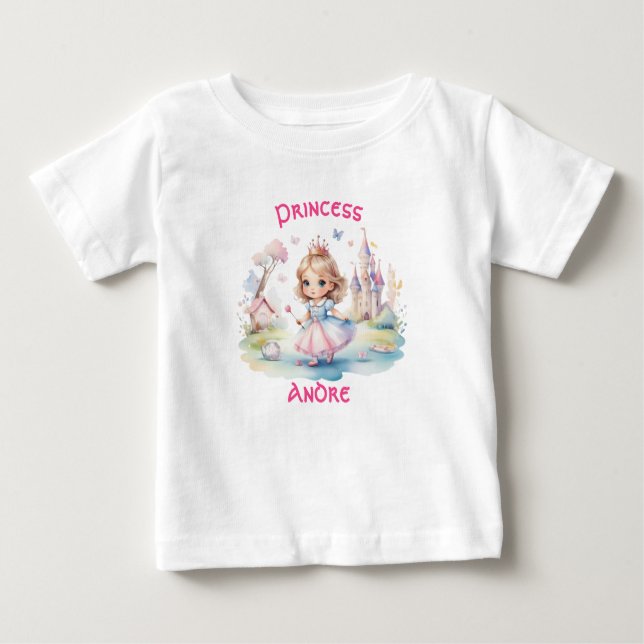 Cute Princess in Whimsical Wonderland Baby T-Shirt (Front)