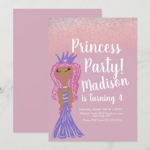 Cute Princess Party Doodle Invitation 