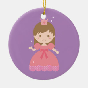 Cute Princess, Pink for Little Girls Ceramic Tree Decoration