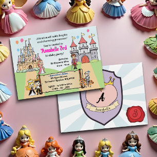 Cute Princess & Prince Fairytale Castle Birthday Invitation