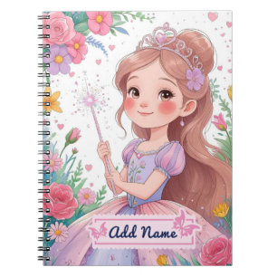Cute Princess Purple Dress Notebook – Editable Nam