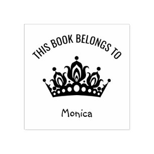 Cute Princess Tiara Crown This Book Belongs Name Rubber Stamp