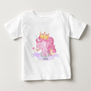 👑Cute Princess Unicorn Custom Name       Baby T-Shirt
