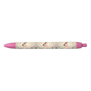 Cute princess with butterflies black ink pen