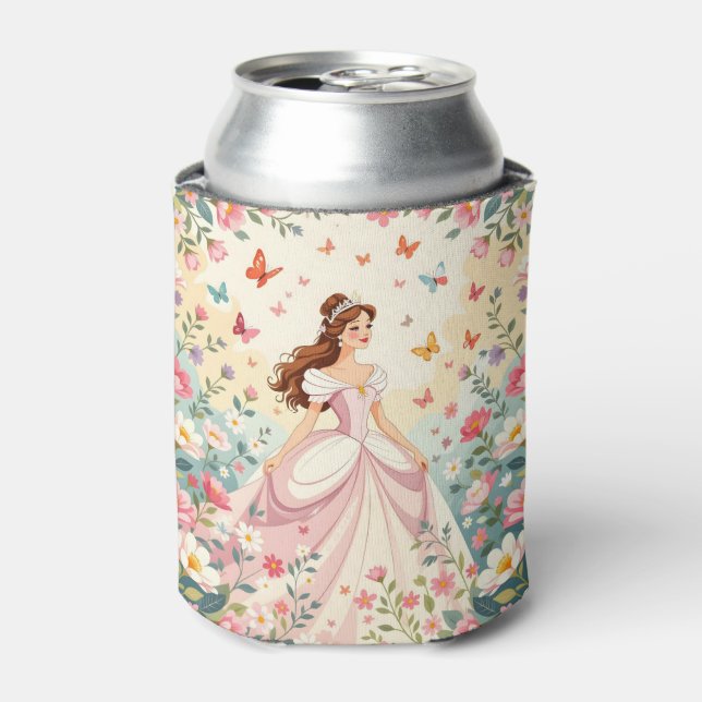 Cute princess with butterflies can cooler (Can Front)