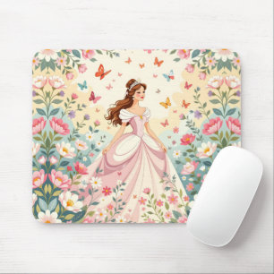 Cute princess with butterflies mouse pad