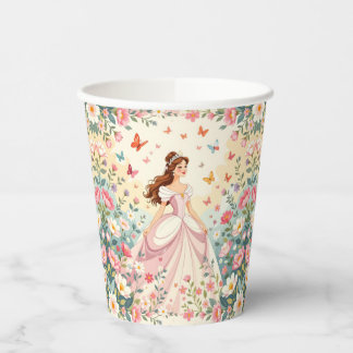 Cute princess with butterflies paper cups