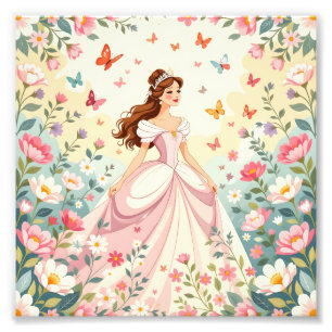 Cute princess with butterflies photo print