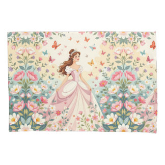 Cute princess with butterflies pillowcase