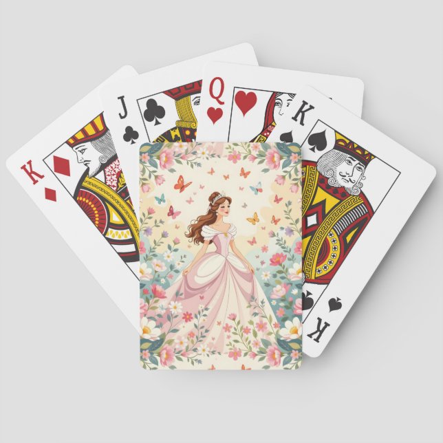 Cute princess with butterflies playing cards (Back)