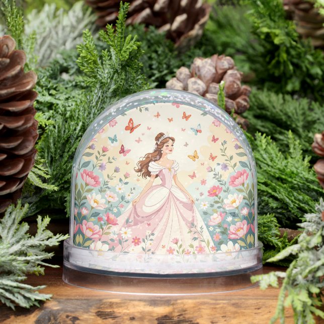 Cute princess with butterflies snowglobe (Winter)